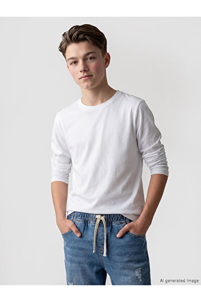 LC Waikiki Trendlucky Boys' T-Shirt with Oval Collar and Contrast