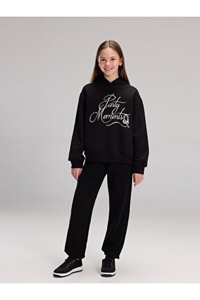 LC Waikiki Lcw Kids Black Elastic Waist Girls Jogger Tracksuit Bottom