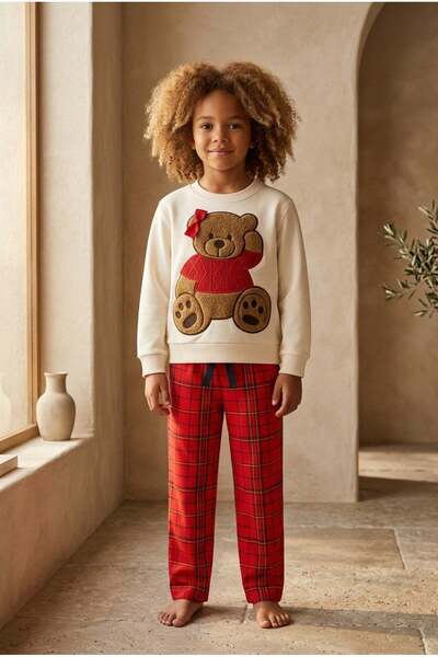 Katia&Bony Girl's Teddy Pants Pajama Bottoms Red