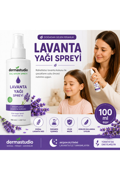 DERMASTUDİO Lavanta Yağlı Saç Spreyi – Doğal ve Güvenli Saç Bakımı