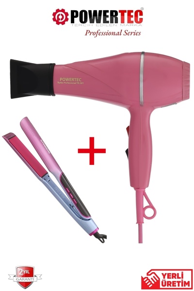 POWERTEC TR-501 Profesyonel Pembe Renkli Fön Makinesi +TR-2830 İyon Özellikli...