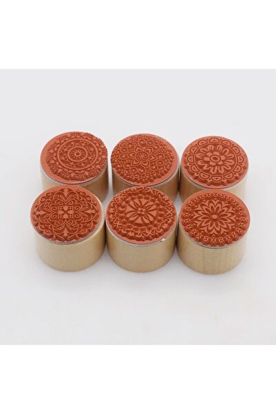 Choice Circular Square Round Floral Wooden Stamp Clay Polymer Clay Embossing ...