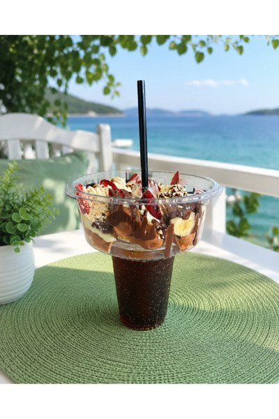 alenked Bardak Waffle+Limonata Pratik Sunum Seti | PET Bardak Üstü Atıştırmal...