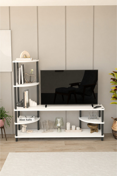 Remaks Neoline 120 cm Tv Ünitesi | Çok Raflı Modern Tv Sehpası | - Beyaz