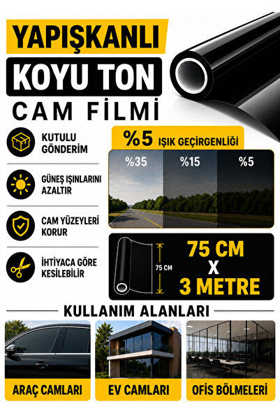 AUTOFOLYO Film za prozore tamnog tona 75 cm x 3 m, kompatibilan sa lepkom za ...