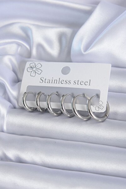 Inure Jewelry مجموعة أقراط نسائية فضية اللون من الفولاذ 316L