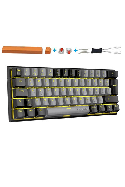 MEGALODON Mini T9 Türkçe Q Mekanik Klavye Red Switch Gamer Oyuncu Klavyesi