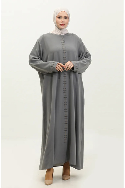 sefamerve Large Size Hidden Zipper Ferace 5068-05 Gray