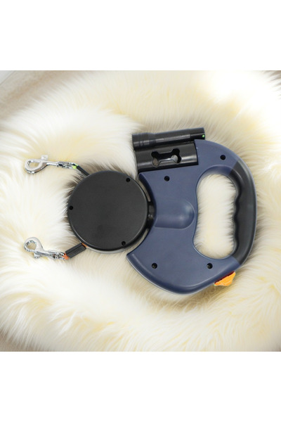 choice2 3 M - 8 KG Navy Retractable Dual Dog Leash with LED Light 360 Swivel ...