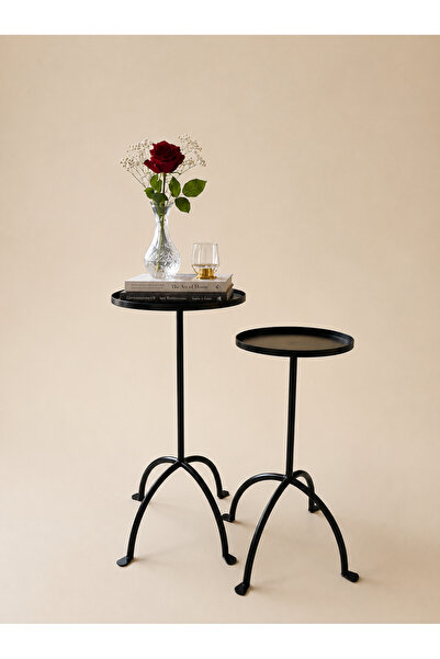 Generic Black Metal Side Table Set of 2 - Modern Design - Small Size: 50*25 c...