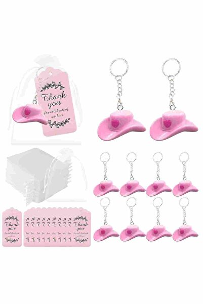 Choice 10set 30pcs Pink Cute Hat Keychains, Including 10 Pink Love Cowboy Hat...