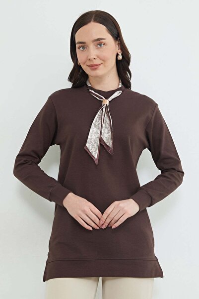 Fulla Moda Fullamodest Fular Detaylı Bisiklet Yaka Tunik