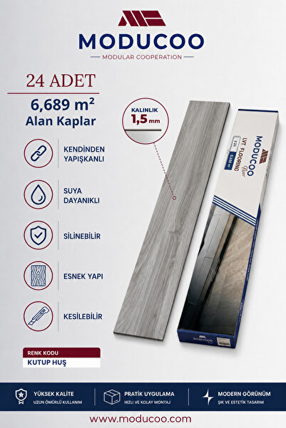 MODUCOO Kutup Huş Kendinden Yapışkanlı PVC Parke 6,689 m² Su Geçirmez