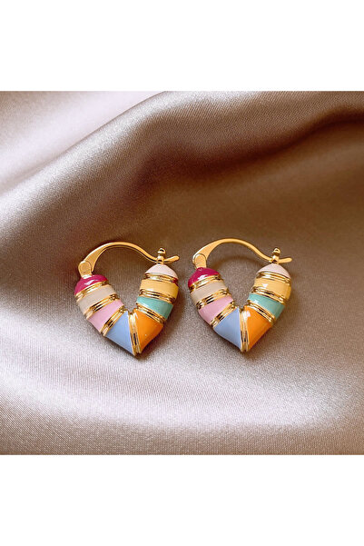Choice HE19183-1 Colorful Heart Ear Buckle 2024 New Korean Fashion Women's Ea...