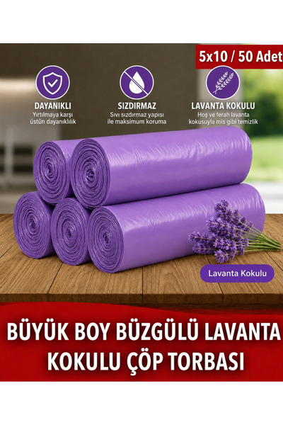 MR.NEJAT 50 Pieces of Lavender Scented, Large Size, Durable, Leak-Proof Trash...