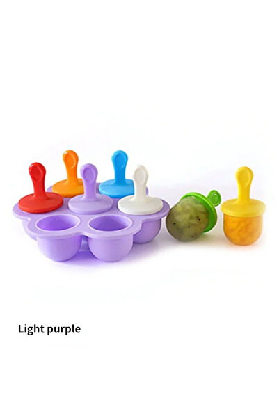 Choice Purple 7 Grids DIY Ice Cream Popsicle Silicone Mold Ice Cream Ball Mak...