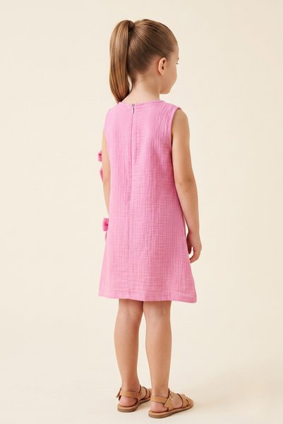 CRASSİ Girl's Summer Dress with Bow, Muslin Fabric