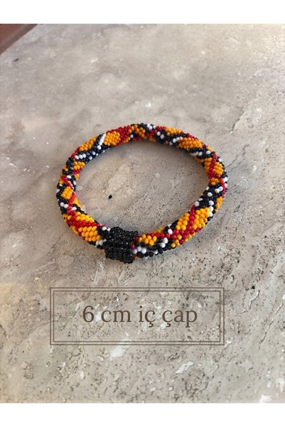 GENCATELİER Handmade Prisoner's Handmade Colorful Bracelet - Ethnic Patterned Bead Bracelet - Size: Inner Diameter 6 cm