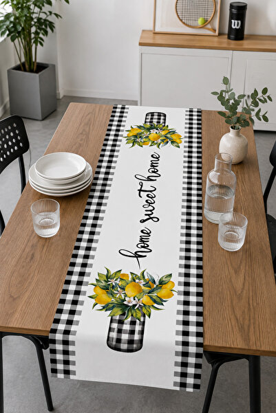 Bebişim Halı مفرش طاولة منقوش بتصميم Home Sweet Home Limon من Ekose