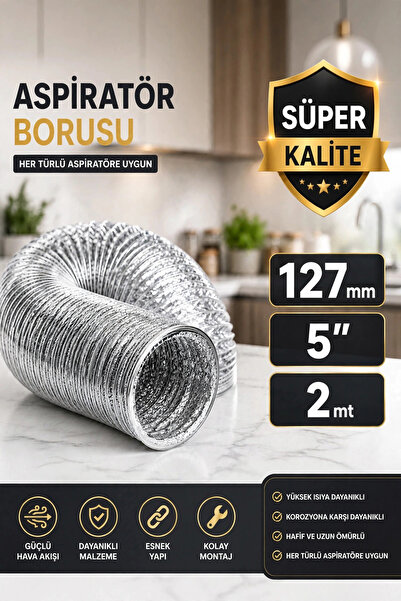 ORHANLAR Hood Ventilation Pipe Aspirator Pipe 127 mm (5”) – 2 Meter Aluminum ...