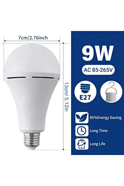 Choice 1PC 9W LED Rechargeable Bulb Light E27 9W/15W 1500mAh Emergency Bulb 8...