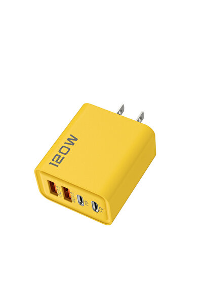 Choice شاحن هاتف أمريكي أصفر بقوة 120 واط للشحن السريع مع 4 منافذ، شاحن USB ن...