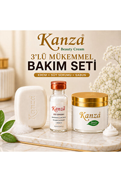 Kanza 3'lü Bakım Seti | Cilt Beyazlatıcı ve Leke Karşıtı Beauty Cream + Süt S...