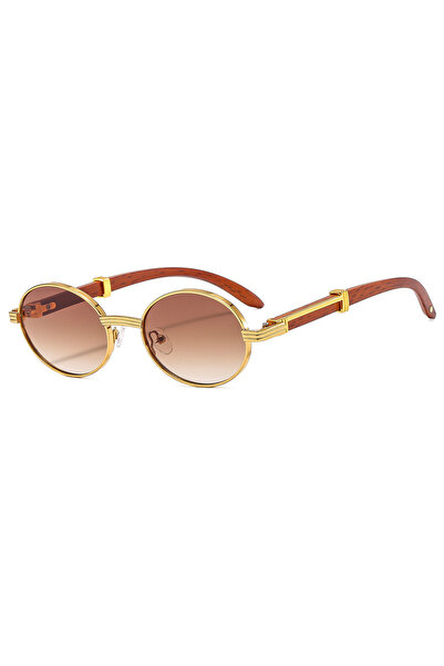 choice2 BROWN New Retro Imitation Wood Grain Sunglasses Men's Oval Sunglasses...