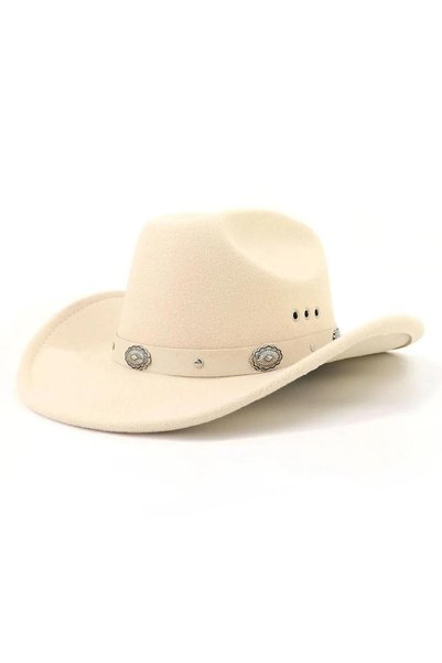 Pursehuit Pălărie de damă, bej, stil cowboy, Miona