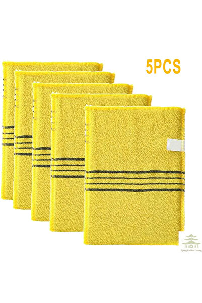 Choice1 Yellow 5Pcs Exfoliating Bath Pad Towels Set Korean Italy Asian Exfoli...