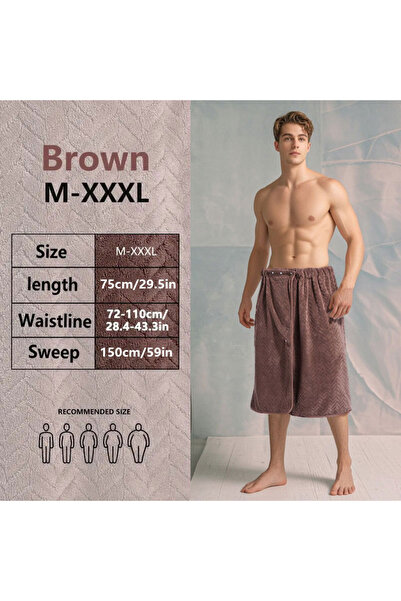 Choice4 Brown suitable for M-XXXL Men's bath skirt bath towel plus size bath ...