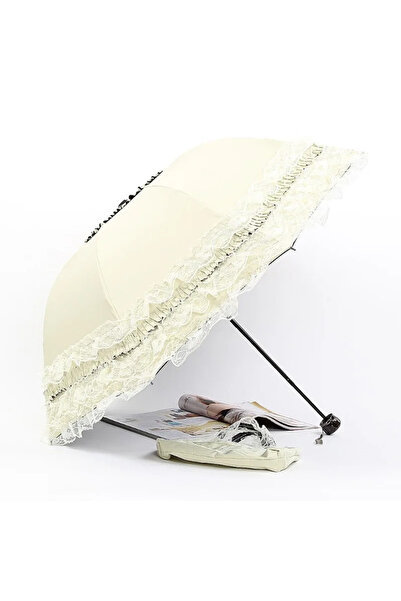 Choice Beige 8K Iron Vintage Lace Parasol Foldable Gothic Lolita Umbrella Rai...
