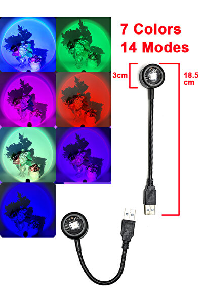 Choice 7 Colors USB Sunset Lamp LED Night Light Projector Rainbow Photography...
