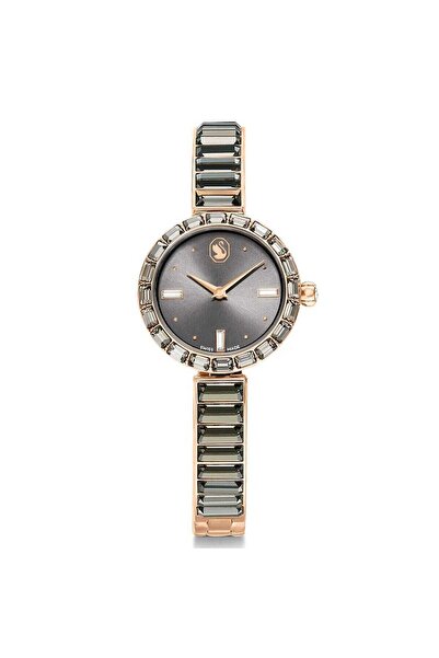 Swarovski Matrix Bangle Saat, Isviçre Üretimi, Kristal Bileklik, Gri, Pembe A...