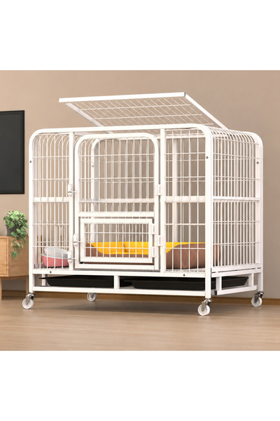NKX Thickened Medium-Sized Dog House Metal Pet Cage with Wheels and Removable...