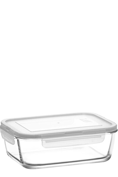 LAV Fresco Glass Storage Container Single Large Size 1200 ml Rectangular Whit...