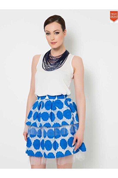 Roman Tüllü Mini Etek Saks Y1525007_021