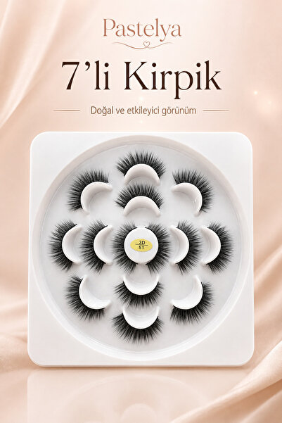 Genel Markalar 7 Çift Doğal Ipek Takma Kirpik 3d- 51 Hacimli Doğal Görünüm