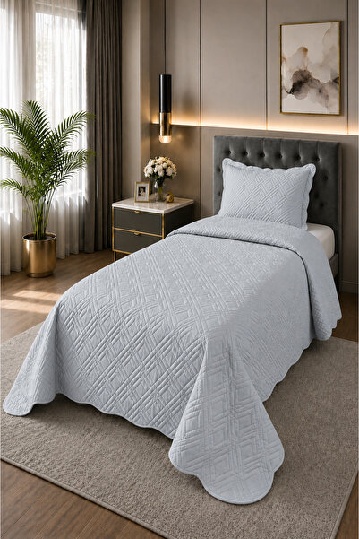 Bella Home Lydia Single Velvet Bedspread - Gray