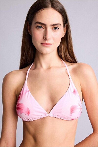 DeFacto Top de bikini roz cu imprimeu floral, croială normală G5298AX26SM