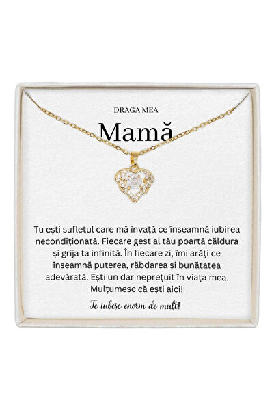 The Jewel Heart Colier True Love cu mesaj de dragoste pentru mamă de Ziua Ei ...