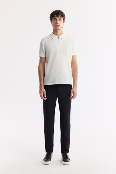Avva Men's Black Classic Waist Easy-Iron Chino Slim Fit Trousers B003035