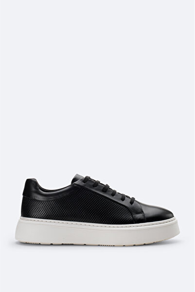 Avva Men's Black 100% Leather Flexible Sole Lightweight Casual Shoes A51Y8005