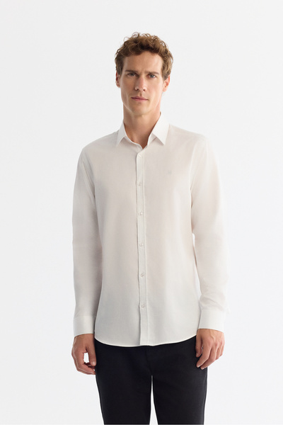 Avva Men's White Classic Collar 100% Cotton Satin Easy-Iron Slim Fit Shirt B0...