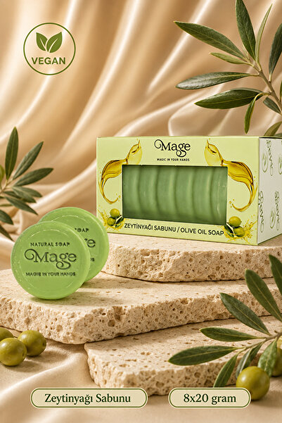 Mage Cosmetics Mage Doğal Zeytinyağı Sabunu 8'li Set 20 gram x 8 adet hediyel...
