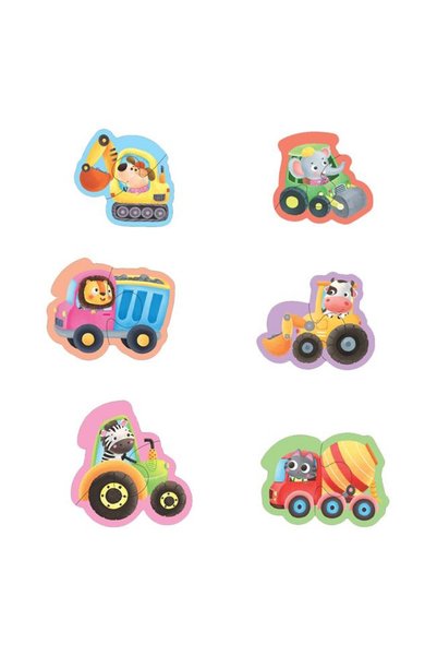 BAMI NETWORK Puzzle vehicule cu animale hartie colorat bebelusi