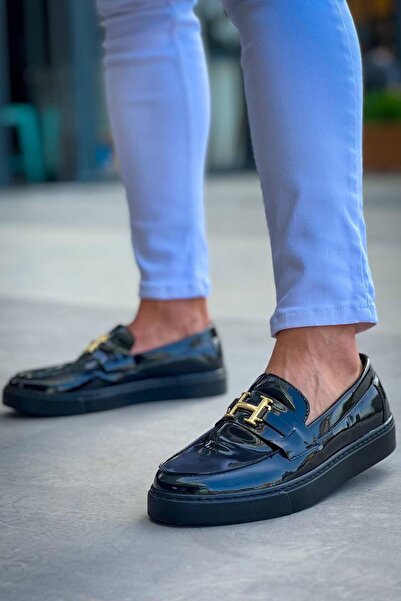 Generic Brand Kb-027 Kuback Laceless Charcoal Patent Leather H Casual Men's S...
