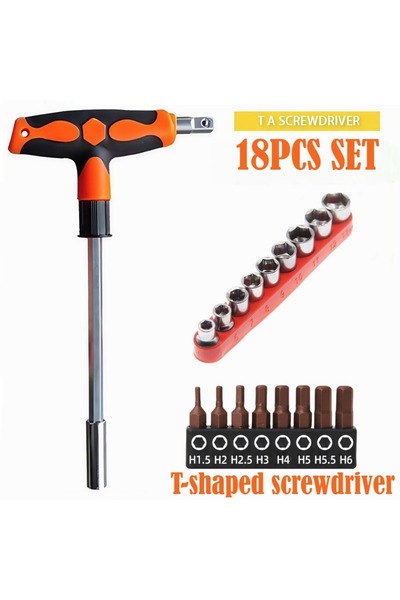 Choice8 Hand Tool Set 18PCS Screwdriver Set with T-shape Cross and Straight S...
