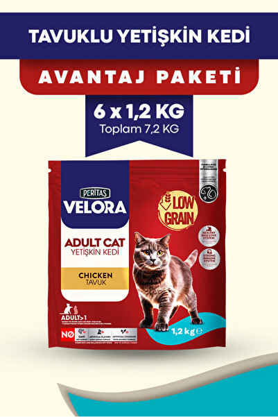 PERİTAS VELORA Tavuklu Yetişkin Kedi Maması 1,2 kg 6'lı Paket