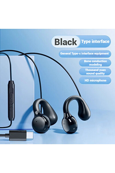 Choice black-type-c NEW Type C&3.5mm Clip-on Wired Headphones Stereo Sound Sp...